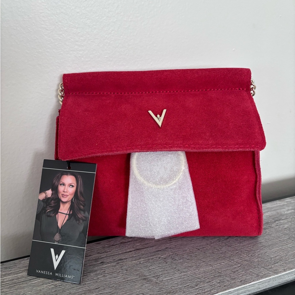 Vanessa Williams Small Red Suede Crossbody Bag